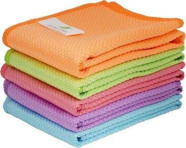 EcoClean - Serpillère Microfibre - Microfibre Alvéolée - sans Traces - Ultra-Absorbant - Réutilisable - Lavable - Antibactérien - pour Voiture/Vitres/Cuisine/Salle De Bain - Lot De 5-60x60 cm