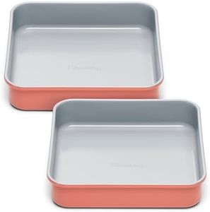 Caraway 9” Square Pan Duo - Non-Stick Ceramic Coating - Free From Forever Chemicals - Cake Pan Perfect for Brownies, Lemon Bars, & More - Perracotta