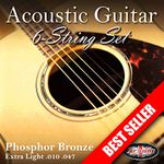 2 SETS! Adagio Professional Acoustic Guitar Strings 10-47 Phosphor Bronze (PACK OF 2 FULL SETS)