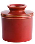 KILNGPT - French Butter Dish, Butter Crock for Counter with Water Line, Ceramic Butter Keeper for Spreadable Butter - Chrismas Gift Home Decor - Reactive Glaze Collection - Classic Red