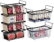 iSPECLE Chest Freezer Organizer Bins - Fit 7 Cu.Ft Deep Freezer, 2 Pack Small Hanging Baskets and 4 Pack Stackable Freezer Organizers, Easily Slide to Get Bottom Food Sort to Avoid Loss, Black