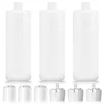 IMPRESA 3 Pack 16oz Plastic Bottle with 6 Caps in 2 Styles - BPA Free Latex-Free, Food-Grade, Great for Shampoo, Body Wash, Sauce and More