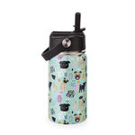 12oz Kids Insulated Water Bottle with Flip Straw & Big Handle, Cute Dog, Double Wall 18/8 Stainless Steel, Leakproof Gift for Kids Boys Girls to School Travel Sports, Hands Wash Only, Green