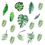 Leaf Wall Decals, H2MTOOL 64 PCS Removable Tropical Plants Tree Leaves Stickers for Kids Nursery Room Decor (Green, Leaves)