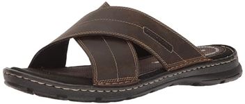 Rockport Men's Darwyn Xband Slide Sandal, Brown Leather, 8 M US