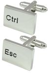 COLLAR AND CUFFS LONDON - Luxury Cufflinks for Men with Presentation Gift Box - Ctrl Esc Computer Keyboard - Solid Brass - Rhodium Plated - IT PC Key Tech Rectangle Oblong Modern - Silver Colour