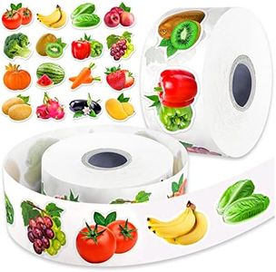 1200Pcs Fruit Vegetable Stickers, Cute 16 Styles Food Stickers for Kids, Colorful Waterproof Vegetable Sticker for Kids Teachers Classroom Rewards, Scrapbooking, DIY Crafts(2 Rolls)