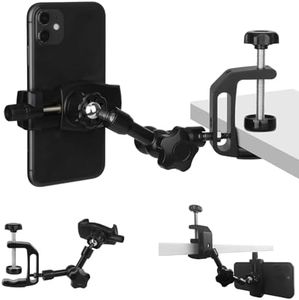 Mippko Phone Holder for Kitchen Cabinet/Desk/Table/Rod,Compatible with 3.5~7.5" iPhone/Nexus/HTC/Huawei/Smartphone,360°Adjustable Aluminum Alloy Arm Clip Mount