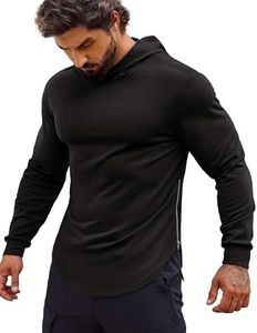 COOFANDY Hoodie Men Long Sleeve Casual Fashion Sweatshirts Gym Hooded Athletic, Black, Medium