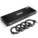 TESmart HDMI KVM Switch 8 Port, 8x1 4K@60Hz KVM Switcher, EDID Emulator, Hotkey, RS232/LAN Port, Monitor Keyboard and Mouse Switch for 8 Computers with Rack Ears, IR Remote and 4 KVM Cables