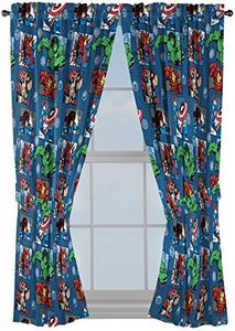 Jay Franco Marvel Avengers Fighting Team 63" Inch Drapes - Beautiful Room Décor & Easy Set Up, Bedding - Curtains Include 2 Tiebacks, 4 Piece Set (Official Marvel Product)