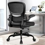 Razzor Office Chair Ergonomic Desk Chair with Lumbar Support, Breathable Mesh Computer Chair with Flip-up Armrests, Rolling Swivel Task Chair for Home Office (Black)