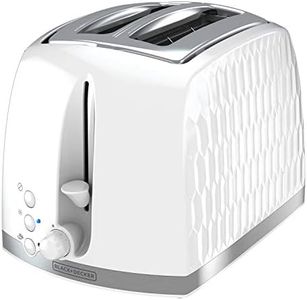 BLACK+DECKER TR1250WD Honeycomb Collection 2-Slice Toaster with Premium Textured Finish, White