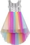 Sunny Fashion Flower Girls Dress Colorful Sequin Mesh Party Wedding Bridesmaid Size 5 Years