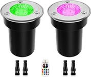 ZUCKEO RGB Low Voltage Landscape Lights LED Color Changing Well Lights, Outdoor In Ground Light 12-24V Landscape Lighting for Garden Yard Pathway, 2Pack