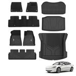 3W Floor Mats for Tesla Model 3(2021-2023),Right Hand Drive,TPE All Weather Double layer Front Trunk Mat + Rear Storage Mat + Rear Trunk Mat,UKCA Quality Certification