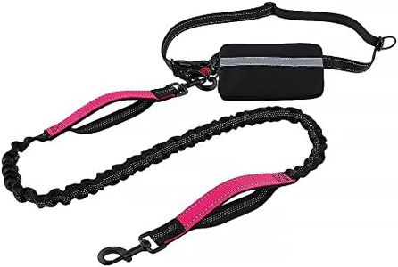 Plutus Pet Hands Free Dog Lead, Soft Padded Dual Handle Retractable Bungee Lead with Reflective Stitches, Adjustable Wasit Leash for Dog Walking Running Jogging, for Medium Large Dogs