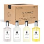 Terra Pure Green Tea Amenities Set,10.14 oz. Pumps (1 of Each) Shampoo, Conditioner, Hand/Body Wash, and Lotion