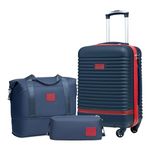 COOLIFE Suitcase Trolley Carry On Hand Cabin Luggage Hard Shell Travel Bag Lightweight with TSA Lock,The Suitcase Included 1pcs Travel Bag and 1pcs Toiletry Bag (Blue/Red, 20 Inch Luggage Set)