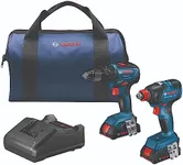 Bosch GXL18V-240B22 18V 2-Tool Combo Kit with 1/2 in. Hammer Drill/Driver, Freak 1/4 in. and 1/2 in. Two-in-One Bit/Socket Impact Driver and (2) 2.0 Ah Slimpack Batteries