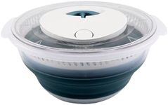 COOK WITH COLOR Collapsible Salad Spinner - 4 QT Space Saving Lettuce Dryer with Folding Collapsible Colander Great for Washing and Drying Fruit and Vegetables (Blue)