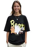 Bewakoof Official Cartoon Network Merchandise Women's Graphic Printed Oversized T-Shirt_610867_Black_XL