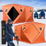 Happybuy Ice Fishing Shelter 2 3 4 8 Person Pop-up Ice Fishing Shelter Waterproof Portable Ice Tent for Outdoor Fishing (Orange for 8 Person)