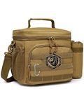 TACTICISM Lunch Bag for Men Insulated Lunch Box 15 Cans MOLLE Leakproof Waterproof, Mens Lunch Bag with Watter Bottle Pouch for Camping, Hiking, Travel, Work, Beach, Brown (No Patch & Buckle Included)