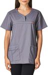 WonderWink Women's Wonderflex Patience Scrub Top, Pewter, Medium