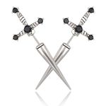 Halloween Sword Earrings For Women, Gothic Cool Screw Back Dagger Earrings for Men, Black Vintage Punk Cubic Zirconia Silver Earrings Dangle Long Goth Jewelry for Gifts (Black)