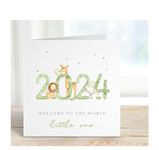 Green 2024 Welcome to the world little One, Baby Girl boy, Baby Congratulations Card, New Baby News, welcome baby, New Mummy Daddy Congratulations.