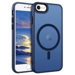 ROUMAYMAY Case for iPhone 7/8/SE, Magnetic [Compatible with MagSafe] Military Grade Protective Slim Translucent Matte Skin Smooth Phone Case for iPhone 7/8/SE Cover, Blue