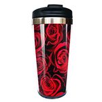 wodealmug Women's Floral Rose Coffee Mug Thermal Insulated Tumbler Cup Valentine Days Gift for Girlfriend with Lid 14 OZ