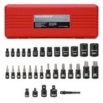 MIXPOWER 32PCS Torx Bit Socket Set, 14 Star Bits (T8-T70)& 13 E-Torx Sockets (E4-E24), CR-V & S2 Alloy Steel