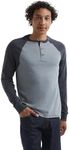 Hanes Men's T-Shirts, Men's BeefyT Henley Shirts, Men's Cotton Long Sleeve Shirts, Oxford Gray/Navy Heather, X-Large