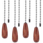 GORGECRAFT 4 PCS Ceiling Fan Pull Chains Set Walnut Wooden Pull Chain Extension with Gunmetal Iron Ball Chains for Ceiling Light Fan Chain(Coconut Brown)