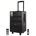 ZEBRONICS Banjo, 80 Watts RMS, Trolley Speaker with Bluetooth 4.2, LED Display & Wireless 2 Mics, USB, Msd, AUX Input, Mic in, FM Radio and Stylish Design, Black