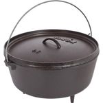 Lodge L14DCO3 Logic Pre-Seasoned 10-Quart Deep Camp Dutch Oven with Iron Lid (Black)