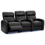 Octane Seating Diesel XS950 Theatre Chairs Black Premium Leather - Power Recline - Memory Foam - Accessory Dock - Straight Row 3 Seats