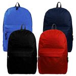 K-Cliffs Wholesale Classic Backpack 16 inch Basic Bookbag Case Lot 40pcs School Book Bags, 4 Asst. Colors Choice 2, One_Size, Daypack Backpacks