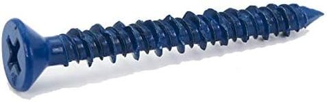 CONFAST 3/16" x 1-3/4" Blue Flat Phillips Concrete Screw Anchor with Drill Bit for Anchoring to Masonry, Block or Brick (100 per Box)