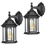 DEWENWILS 2 Pack Dusk to Dawn Outdoor Wall Lantern, Outdoor Wall Lights Clear Glass Shade, E26 Socket, Porch Light, Anti-Rust Weatherproof Exterior Light Fixtures for Backyard, Garage, ETL Listed