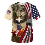 lvatr Men's Graphic T-Shirt 3D Printed Short Sleeve Athletic Running Gym Workout Casual Tees Fashion Fun Shirts Crew Neck Top, American Eagle, S