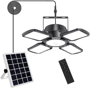 Auzev Solar Shed Light Indoor Outdoor Upgrade 176 LED 4 and 1 Heads Solar Powered Motion Sensor Pandent Daytime Work Lights with 4 Modes Remote Control Security lamp for Garage Gazebo Barn(1 Pack)