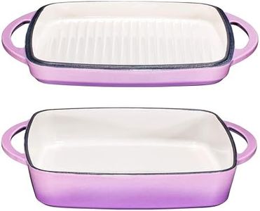 Bruntmor 2-in-1 Square Enamel Cast Iron Dutch Oven Baking Pan With Handles | Purple Baking Pans Set With Cast Iron Skillet, Enamel All-in-One Cookware Set | Braising Pan For Casserole Dish with lid.