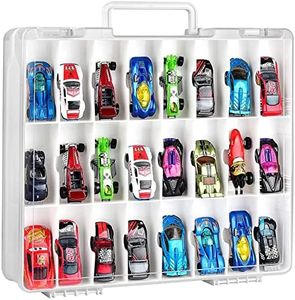 NA Double Sided Toy Storage Organizer Case for Hot Wheels Car, Matchbox Cars, Mini Toys, Small Dolls. Carrying Box Container Carrier with 48 Compartments. (Box Only)