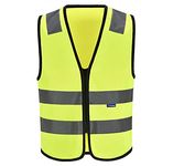 AYKRM Ladies zip yellow high vis vest High Visibility Hi Viz Vest Waistcoat (XXS-XXL) (XXL, YELLOW)