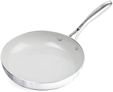 GreenLife Tri-Ply Stainless Steel Healthy Ceramic Nonstick, 11" Frying Pan Skillet, PFAS-Free, Multi Clad, Induction, Dishwasher Safe, Oven Safe, Silver