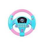 Faderr Children's Steering Wheel Toys, Electric Toy Steering Wheel with Lights and Music, Kids Simulation Steering Wheel Car Seat Toy Early Education Toys for Infant and Baby(Pink Blue)