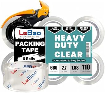 LEBAO Crystal Clear Heavy-Duty Packaging Tape (6rolls), with dispenser, extra-thick BOPP film, strong adhesive, suitable for packaging large items, heavy loads, moving, and sealing; thickness: 2.7 mil
